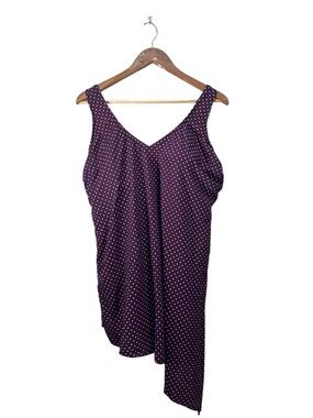 Lands End Women’s Spotted Purple Asymmetrical Tank Dress One Piece Size 20W